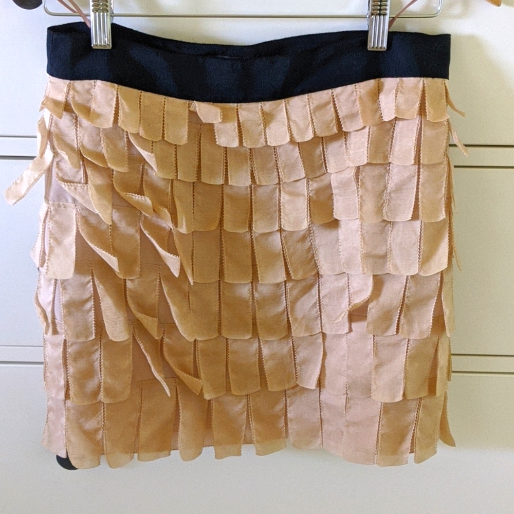 J.CREW  100% Silk Organza Tiered Fringe mini skirt